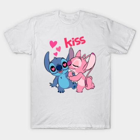 Lilo And Stitch Funny, Angel Tshirt, Stitch Merchandise, Angel Kids, Angel Shirt, Stitch And Angel, Cute Stitch, Love Stitch, Cool Notebooks