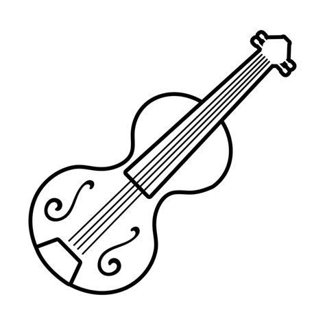 fiddle string instrument line style icon Rondalla Instruments Drawing, String Instruments Drawing, Fiddle Drawing, Violin Outline, Jewelry Shapes, Flute Instrument, Outline Images, Learning English For Kids, Drawing For Beginners