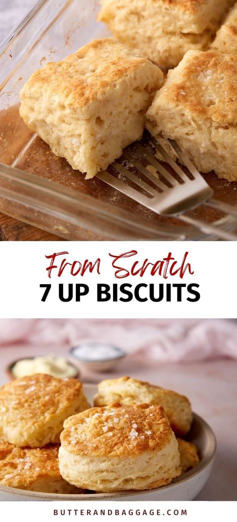 Both round and square 7 Up Biscuits. Biscuits With Sour Cream, Sprite Biscuits, 7 Up Biscuits Recipe, 7 Up Biscuits, Soft Biscuits, Southern Sausage Gravy, Sour Cream Biscuits, Sweet Banana Bread, Biscuits From Scratch