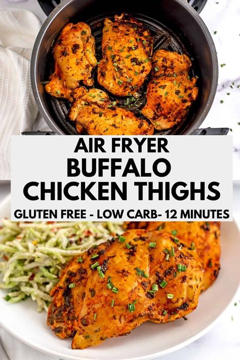 Buffalo Chicken Thighs, Air Fryer Buffalo Chicken, Buffalo Chicken Grilled Cheese, Air Fryer Chicken Thighs, Favorite Recipes Chicken, Paleo Low Carb, Primal Kitchen, Chicken Thigh Recipes, Buffalo Chicken