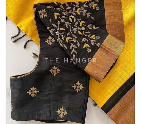 Black Maggam Blouse, Black Blouse Maggam Work Designs, Normal Blouse, Brocade Blouse Designs, Magam Work, Wedding Edit, Lace Blouse Design, Blouse Works, Patch Work Blouse Designs