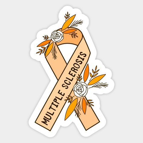 Multiple Sclerosis awareness -- Choose from our vast selection of stickers to match with your favorite design to make the perfect customized sticker/decal. Perfect to put on water bottles, laptops, hard hats, and car windows. Everything from favorite TV show stickers to funny stickers. For men, women, boys, and girls. Ribbon Sticker, Spina Bifida, Sloth, Water Bottles, Ribbon, Tv, Hats, Design