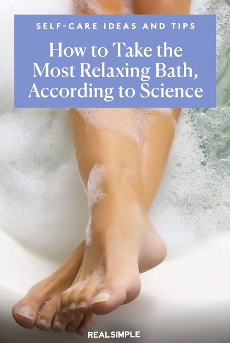 From how long to bathe to which products to use, here's how to take the most soothing bath for total relaxation to soothe sore feet and your busy mind. #nighttimeroutineideas #selfcaretips#healthyhabits#mindandmood#realsimple#healthhack#emotionalhealth Diy Bath Oil, Sore Body, Busy Mind, Soothing Bath, Bath Water, Acrylic Bathtub, Best Bath, Body Pain, Relaxation Techniques