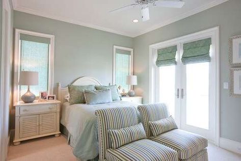 Sw Filmy Green Bedroom, Filmy Green Sherwin Williams Bedrooms, Filmy Green Sherwin Williams, Sw Filmy Green, Bedroom Colors Sherwin Williams, Filmy Green, Calming Bedroom Colors, Sage Green Paint Color, Flip Houses