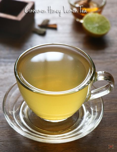 Cinnamon tea recipe, Lemon honey cinnamon tea - Sharmis Passions Nutmeg Tea Recipe, Honey Tea Recipe, Cinnamon Tea Recipe, Honey Lemon Tea, Cinnamon Water, Cinnamon Honey, Honey Cinnamon, Lemon Honey, Homemade Tea