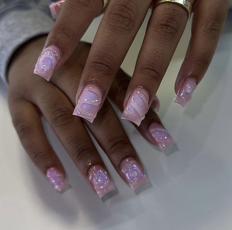 Clear Gel Manicure With Design, Short Boujie Nails, Short Gel Nails With Charms, Short Acrylic Nails Exotic, Short Glam Acrylic Nails, Simple Spring Summer Nails, Short Dramatic Acrylic Nails, Birthday Nails Libra Short, Short Dramatic Nails