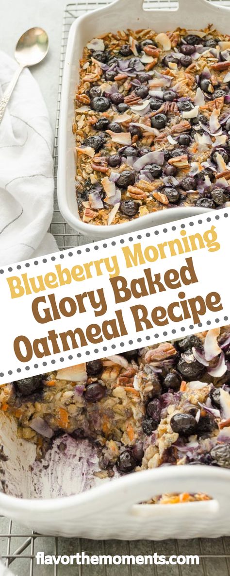 Blueberry Morning Glory Baked Oatmeal Recipe is such a lovely way to start the day. Your family would love this wholesome, hearty Blueberry Morning Glory Baked Oatmeal too. The title has the words rise and shine written all over it, so it’s the perfect way to start the day. It completely made me excited to get out of bed! I’ve loved morning glory muffins forever, so I decided to create a delicious spin. Needless to say it was devoured by everyone in the house! So healthy & hearty! Morning Glory Baked Oatmeal, Morning Glory Oatmeal, Baked Oatmeal Casserole, Toast Recipe Breakfast, Easy Breakfast Smoothies, Glory Muffins, Baked Oatmeal Recipe, Morning Glory Muffins, Breakfast Recipes Sweet