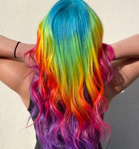 Rainbow Hair Colors: 25 Glamorous Ways to Wear It – Hairstyle Camp Rainbow Hair Colors, Rainbow Braids, Gothic Hairstyles, Rainbow Hair Color, Quinceanera Hairstyles, Micro Braids, Hair Ombre, Wispy Bangs, Hair Shades