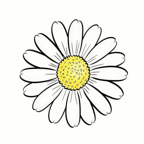 Simple Daisy Drawing, Daisy Drawing Simple, Daisy Flower Template, Carte Uno, Daisy Flower Drawing, Tshirt Making, Daisy Clipart, Daisy Drawing, Dibujo Simple