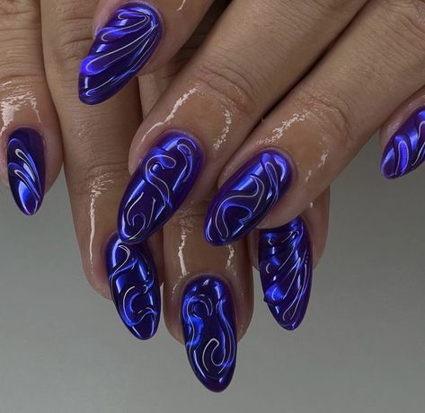 Purple Chrome Nails, Blue Chrome Nails, Nailed It, Manicure Y Pedicure, Fire Nails, Funky Nails, Pretty Acrylic Nails, Dope Nails, Chrome Nails