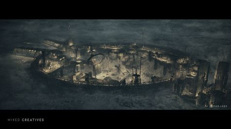 ArtStation - THE MINES Star Wars Mining Guild, Sci Fi Mining Colony, Sci Fi Mining, Ice Land, Space Colony, Space Concept, Fantasy Architecture, Environment Painting, Dnd Ideas