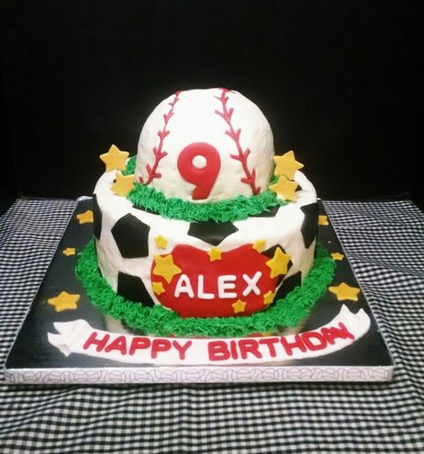 Baseball Cake, Soccer Cake, Soccer Birthday Parties, Vintage Cakes, Soccer Birthday, Themed Birthday Cakes, Custom Cake, Girl Birthday Party, 9th Birthday