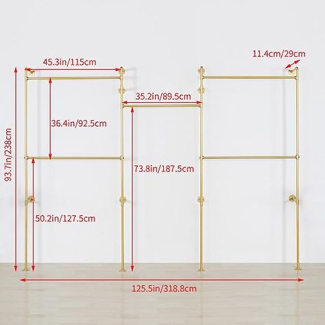 Amazon.com: EDCB Industrial Pipe Clothes Rack, Heavy Duty Detachable Wall Mounted Black Iron Garment Bar, Clothing Store Display Stands Garment Rack Closet System (125.5 x 93.7inch) : Home & Kitchen Retail Clothing Display, Clothing Boutique Decor, Clothes Rack Design, Industrial Pipe Clothing Rack, Clothes Rack Closet, Retail Clothing Racks, Pipe Clothes Rack, House Closet, Clothing Rack Display