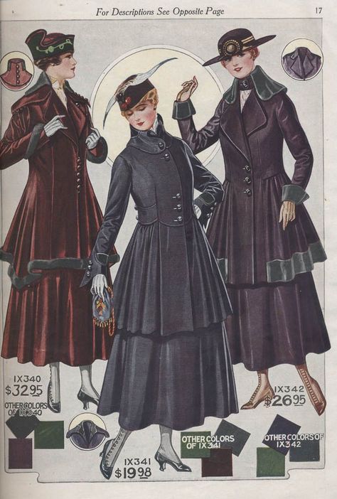 https://blog.library.si.edu/blog/2013/09/06/turning-heads-in-1916-and-1917/#.Y4UOZ3bMLVx 1917 Fashion, 1916 Fashion, 10s Fashion, Fashion 1910, 1910s Fashion, 1920 Fashion, Motif Vintage, Couture Vintage, Edwardian Fashion