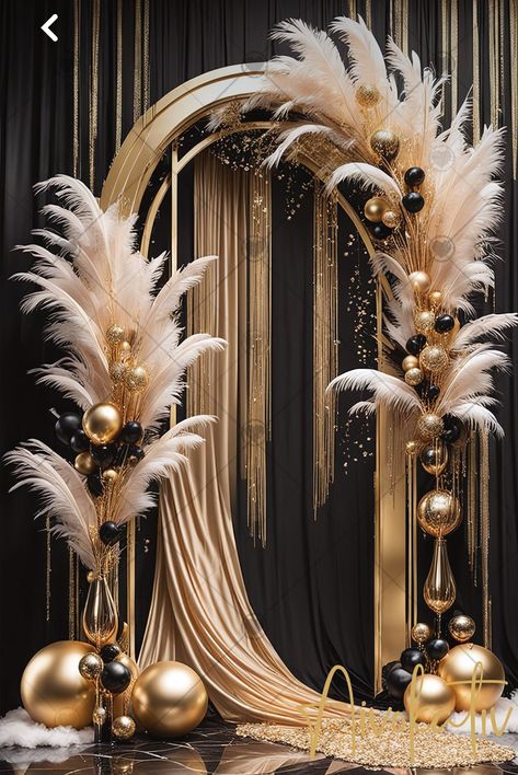 Prom Theme Gatsby, 1920s Gala Decor, Great Gatsby Party Theme Ideas, 21st Birthday Masquerade Theme, Mascarade Gala Decor, Masquerade Party Decorations Prom, Masquerade Decorations Elegant, 1920s 20th Birthday, New Years Eve Masquerade Party