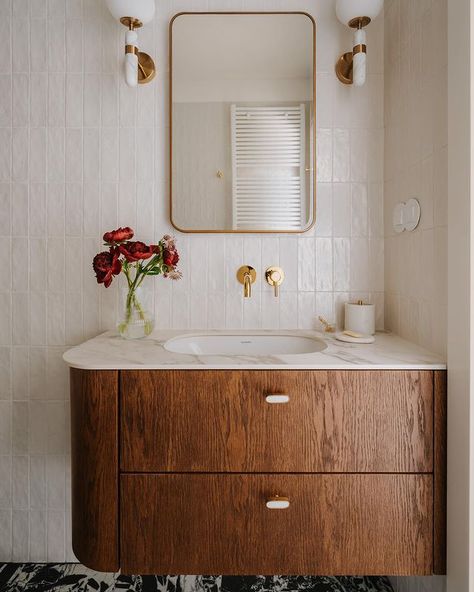 Paris Bathroom, Living Tv, Mid Century Bathroom, Powder Room Design, Chic Bathrooms, Bathroom Inspiration Decor, Upstairs Bathrooms, Tiny Bathroom, Bathroom Renos