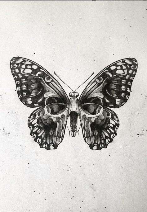 Black And White Aesthetic Butterflies, Deadly Butterfly Tattoo, Black And White Sketches Skull, Mens Pelvis Tattoo, Evil And Good Tattoo Ideas, Tattoo Ideas Good And Evil, Tarh Tattoo Kham, Butterfly Black And White Tattoo, Butterfly Skull Hand Tattoo