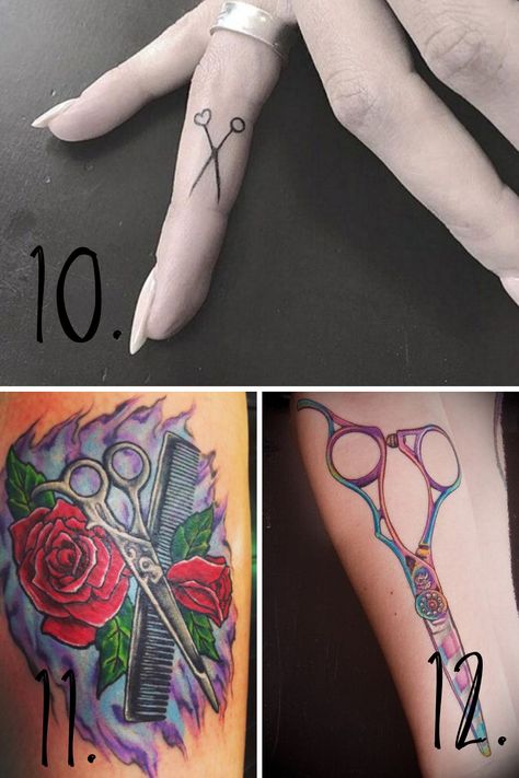 Scissor tattoo ideas for hairstylist tattoos - tattooglee Hair Stylist Tattoo Ideas, Hair Stylist Tattoo Designs, Bobby Pin Tattoo, Hair Stylist Tattoo, Hairdresser Tattoo, Cosmetology Tattoos, Scissor Tattoo, Shears Tattoo, Hairdresser Tattoos