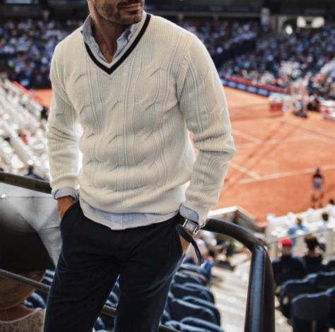 Sweater Suit Men, Mens Gentleman Fashion, Tennis Sweater Outfit Men, Lawyer Outfit Men, Classy Men Outfits Gentleman Style, Classy Style Men, Elegant Men Outfits, Classy Mens Outfits, Preppy Style Men