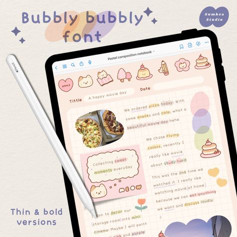 Cute round handwritten font for note taking digital journaling Goodnotes Notes Template, Dream Handwriting, Goodnotes 6, Bubbly Font, Notes Plan, Samsung Notes, Money Planner, Planner Apps, Font Creator