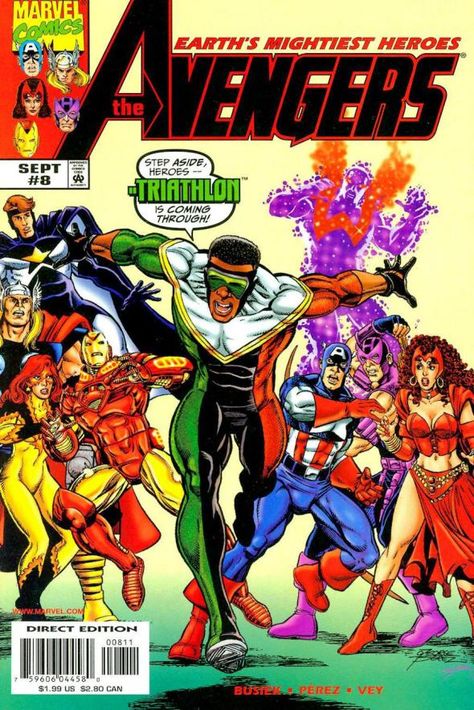 Now fighting the Triathlon of the Triunes (basically Scientology) Adventure Marvel, Marvel Comics Covers, George Perez, Avengers Comics, Marvel Comic Books, Horror Comics, Comic Book Covers, The Avengers, Avengers Assemble