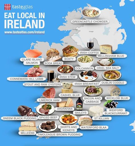 Discover traditional dishes, drinks, and food products on our Ireland 🇮🇪 food map Ireland Food Traditional, Authentic Irish Recipes, Food In Ireland, Irish Recipes Authentic, Ireland Food, Drinks And Food, Food Map, Around The World Food, Irish Food