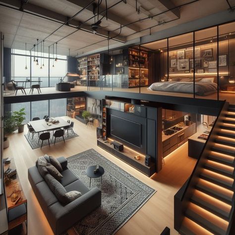 Loft Homes, Loft House Design, Tiny House Loft, Loft Interiors, Loft House, Loft Design, Home Building Design, Luxury Homes Dream Houses, Dream House Interior