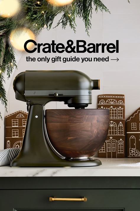 For gift ideas this Christmas season and holiday season, start at Crate & Barrel. Our holiday gift guide has something for everyone: gifts for mom, gifts for dad, gifts for him, gifts for her,, gifts for friends, gifts for brother, gifts for sister, gifts for wife, gifts for husband and more. Find the right presents for everyone on your list this year. Modern Farmhouse Kitchen Appliances, Evergreen Kitchenaid, Kitchenaid Mixer Aesthetic, Kitchenaid Evergreen, Kitchenaid Aesthetic, Aesthetic Kitchen Appliances, Kitchenaid Mixer On Counter, Green Kitchenaid, Crate And Barrel Kitchen