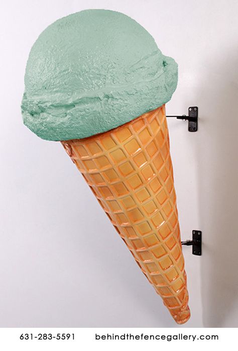 Mint Hard Scoop Wall Mounted Ice Cream Cone Statue Hanging Restaurant, Ice Cream Decorations, Ice Cream Ice, Aviation Decor, Delicious Ice Cream, Classic Dining Room, Ice Cream Birthday Party, Cream Ice Cream, Mint Ice Cream