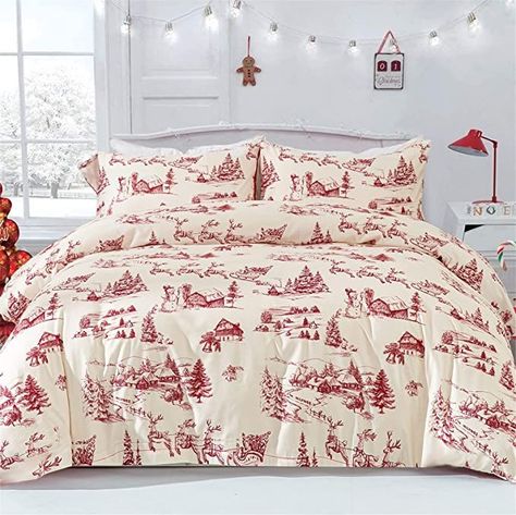 red, white Christmas Duvet Cover, Christmas Duvet, Christmas Deer, Duvet Cover Set, Red Christmas, Bedding Set, Duvet Cover, Duvet, Deer