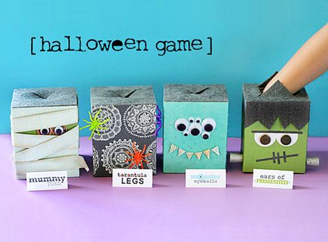 halloween game from lisa storms,  Monster Eyeballs, peeled grapes.  Ears of Frankenstein, dried apricots.  Tarantula Legs, pipe cleaners  Mummy Toes, baby carrots wrapped in gauze  LOVE IT! Classroom Halloween Party, Fun Halloween Games, Halloween Class Party, School Halloween Party, Hallowen Ideas, Halloween Classroom, Halloween Games For Kids, Halloween Tags, Halloween Party Games