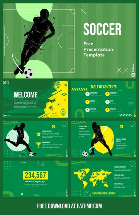 Soccer 13 Sports Powerpoint Template, Soccer Theme, Org Chart, Google Slides Theme, Sports Stadium, Presentation Layout, Cv Design, Soccer League, Ppt Presentation