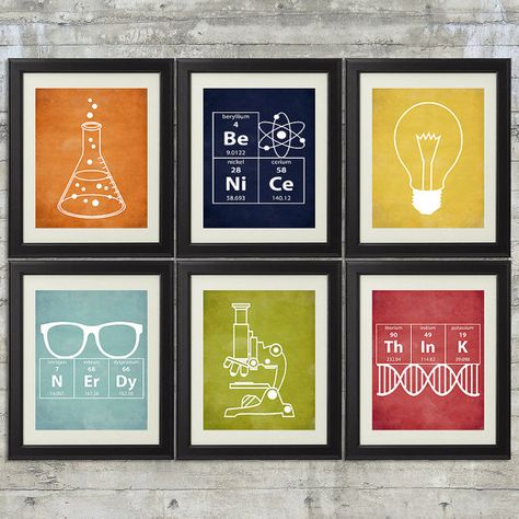 Nerdy Science Art  -  set of 6- 8x10 Instant Download Printables with Erlenmeyer Flask, DNA, Elements for science themed bedroom or nursery Science Nursery, Science Bedroom, Science Room, Erlenmeyer Flask, Science Decor, Nursery Art Set, Theme Bedroom, Purple Set, Science Themes