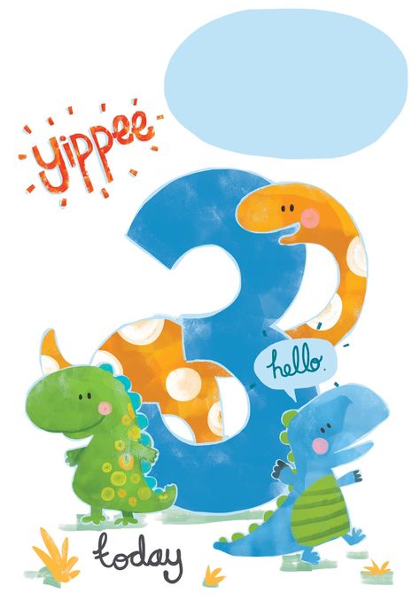 Number 3 Balloon, Dinosaur Template, 3 Balloon, Kids Banner, 3rd Birthday Boys, Birthday Wishes For Kids, Boy Frame, Today Cartoon, Dinosaur Themed Birthday Party