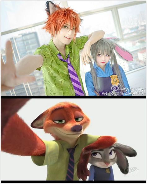 Character: ‪#‎JudyHopps‬ & ‪#‎NickWilde‬ Series: ‪#‎Zootopia‬ Zootopia Cosplay, Best Cosplay Ever, Disney Dress Up, Nick And Judy, Nick Wilde, Cute Couple Halloween Costumes, Judy Hopps, Epic Cosplay, Soyut Sanat Tabloları