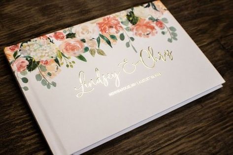 Wedding Guest Book Alternatives - The Overwhelmed Bride Wedding Blog Wedding Album Cover Design, Wedding Album Cover, Wedding Guest Signing, Bridal Shower Guest Book, Gift Journal, Photo Booth Sign, Wedding Album Design, Personalized Wedding Guest Book, Photo Guest Book