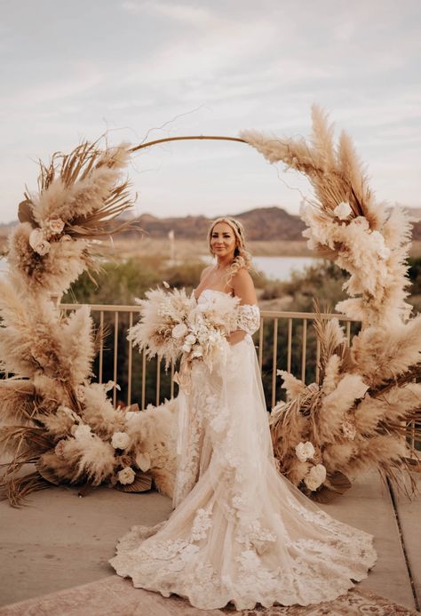 Classy Boho Backyard Wedding In Arizona With A Late Night Churro Cart - Weddingchicks % Churro Cart, Boho Wedding Guest Book, Boho Backyard Wedding, Wedding In Arizona, Boho Backyard, Backyard Sanctuary, Wedding Photo Books, Drink Tags, Key West Wedding