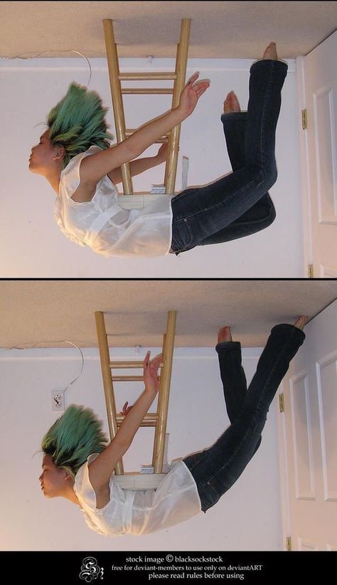 Photo is upside down. Girl with green hair is laying on bar stool so it can appear she is falling through the air for a drawing reference. Falling Poses Drawing Reference, Falling Reference Pose, Falling Pose Reference, Falling Reference, Action Pose Reference, Photographie Portrait Inspiration, People Poses, Body Reference Drawing, Human Reference