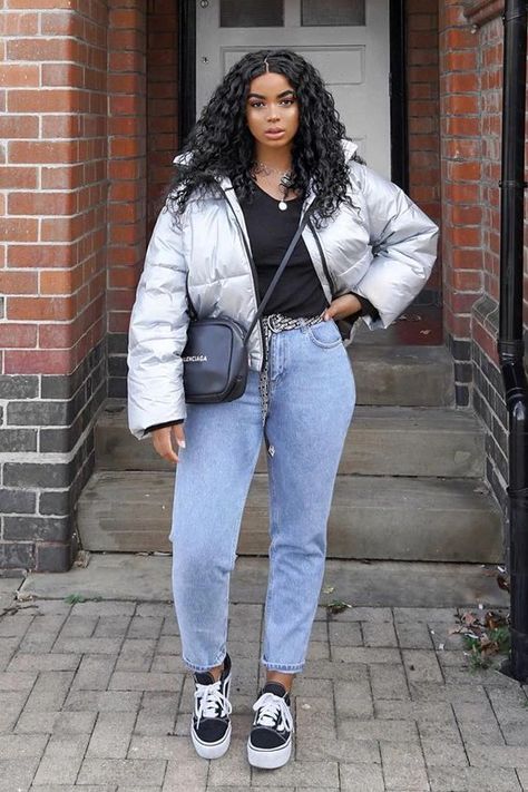 Puffer Jacket Outfit Midsize, How To Style A Puffer Jacket, Puffer Jacket Outfit Winter Style, Puff Jacket Outfit, Puffer Jacket Outfit, Causual Outfits, Simple Trendy Outfits, Curvy Outfits, Winter Fashion Outfits