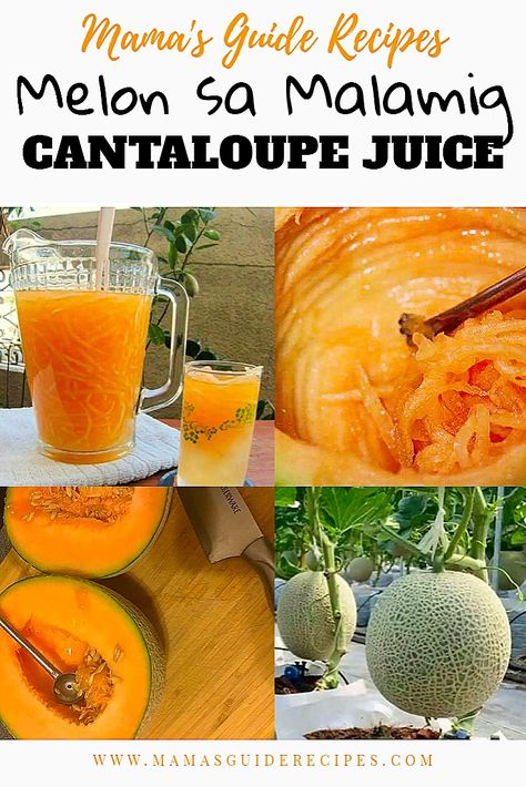 Melon Juice Filipino, Filipino Cantaloupe Drink, Micronesian Food, Cantaloupe Juice Recipes, Cantaloupe Drink, Melon Juice Recipe, Nostalgia Food, Cantaloupe Juice, Melon Juice