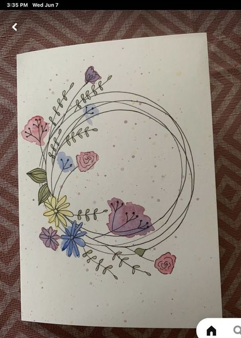 Greeting Card Design Handmade, Cool Greeting Cards, Flower Card Ideas Handmade, Watercolor Card Design, Canva Card Idea, Cute Card Designs Drawing, Doodle Greeting Cards, Floral Cards Watercolor, Greeting Card Painting Ideas