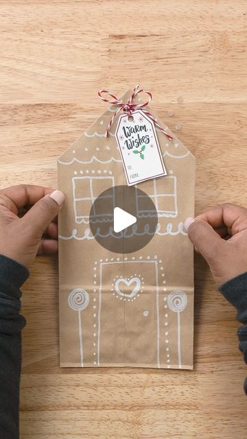 Apple Barrel Crafts on Instagram: "Watch as @iambiancaoctavia turns a simple paper bag into the cutest gingerbread house gift bag with Apple Barrel Paint Pens! This is a great last minute gift wrapping technique. 🎁#applebarrelpaint #christmasgifts #diy #gingerbreadhouse" Gingerbread House Brown Paper Bag, Gingerbread Paper Bag, Paper Bag Gingerbread House, Apple Barrel Paint, Barrel Crafts, Bread Gifts, How To Make Gingerbread, Gingerbread Gifts, Gift Wrapping Techniques