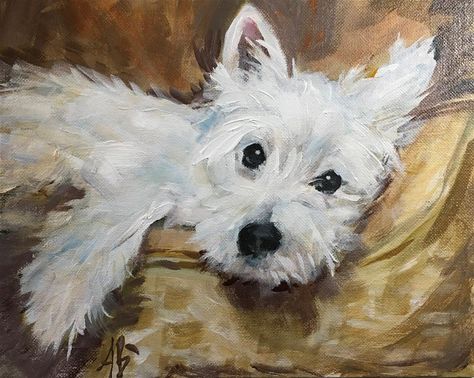 Westie Art, Floral Decoupage, Pretty Paintings, Sausage Roll, Westie Dog, Puppy Art, Wire Fox Terrier, Westie Dogs, Watercolor Ideas