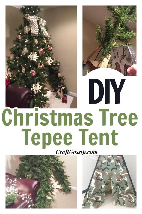 Christmas Tree Tee Pee Diy, Tree Tent Diy, Garland Teepee Christmas Tree, Xmas Tree Teepee, Diy Tee Pee Christmas Tree, Flat Tree Christmas, T Pee Christmas Tree, Christmas Tree Tepee Tent, Diy Teepee Tent Christmas Tree