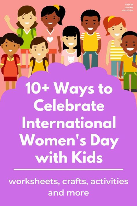 Celebrate International Women's Day with this ultimate collection of International Women's Day activities for kids. Printable worksheets, fact sheets, crafts, activities, and books. #internationalwomensday #internationalwomensdayforkids #girlpower #girlempowermentactivities #historyofwomen #womensdayactivities #iamagirl #girlpoweractivities #feministactivities #feministactivitiesforkids Woman Day Craft, Womens Month Activities For Kids, Womens Day Preschool, Women’s Day Crafts For Kids, International Women’s Day Crafts For Kids, Women's Day Activities For Women, Women’s Day Activities For Kids, Women’s Day Activities, International Day Of The Girl