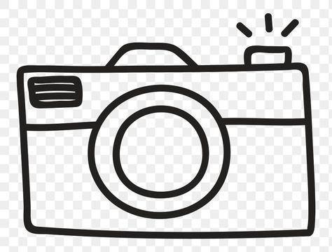 Camera Doodle Simple, Camera Line Art, Doodle Black And White, Png Camera, Camera Doodle, Cartoon Camera, Sticker Transparent Background, Camera Png, Camera Illustration