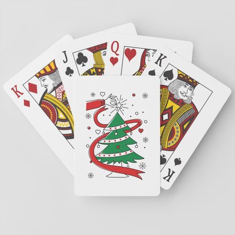 Decorate the Christmas Tree  Holiday Playing Cards  Zazzle Christmas Wish, Poker Cards, Holidays Christmas, Christmas Card Holders, A Cartoon, Christmas Wishes, Festive Christmas, Deck Of Cards, Gift Giving