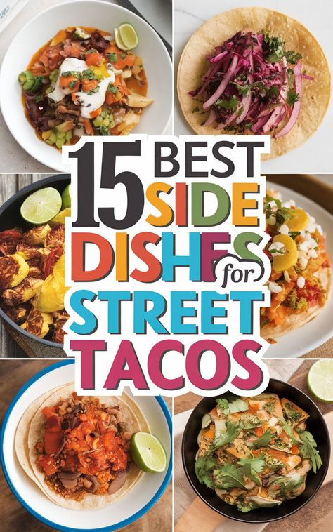 🌮🤤 Discover the perfect side dishes to serve with your street tacos! #tacotuesday #yum #foodie Street Tacos And Sides, Side Dish To Tacos, What To Serve With Street Tacos, Taco Party Food Ideas Sides, Sides That Go With Tacos, Tacos Sides Dishes, Sides For Tacos Dinner, Sides For Mexican Food, What To Serve With Tacos