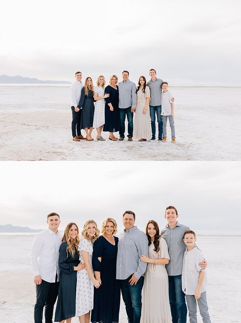 Fall Beach Family Pictures, Neutral Beach Pictures Family, Older Family Beach Photos, Neutral Extended Family Picture Outfits, Summer Family Pictures Colors, Beach Family Portraits Outfits, Family Photoshoot Older Children, Extended Family Pictures Summer, Family Photo With Adult Children