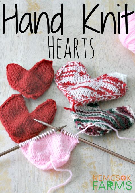 Quick Hand Knit Hearts for Valentine's Day - Nemcsok Farms Knitted Heart Pattern, Knitting For Charity, Knitted Heart, Quick Knits, Velvet Heart, Baby Blanket Knitting Pattern, Valentine's Day Diy, Valentine Day Crafts, Knitting Tutorial